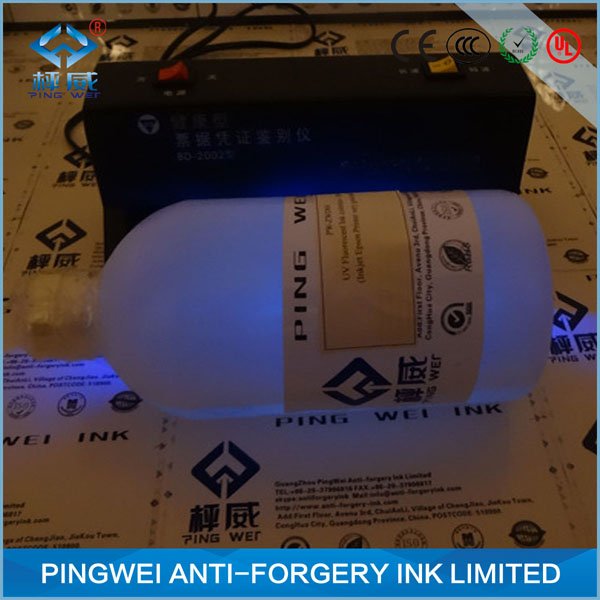 UV invisible to blue ink