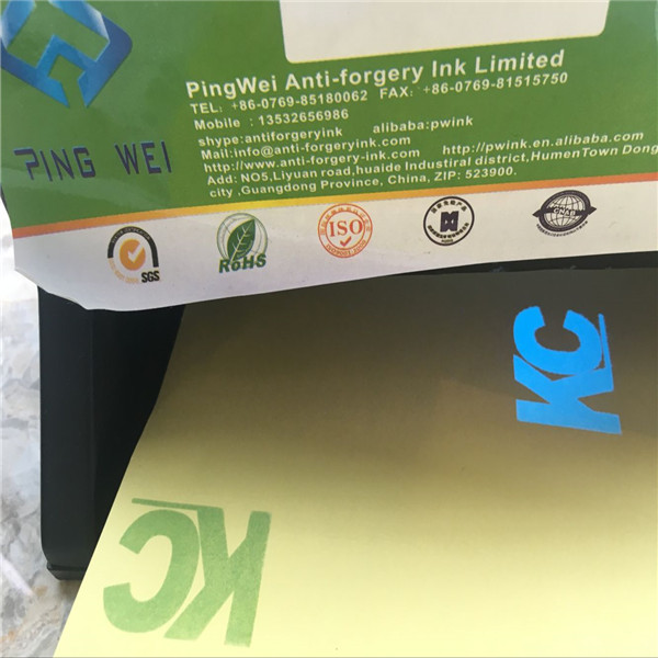 UV invisible to blue ink